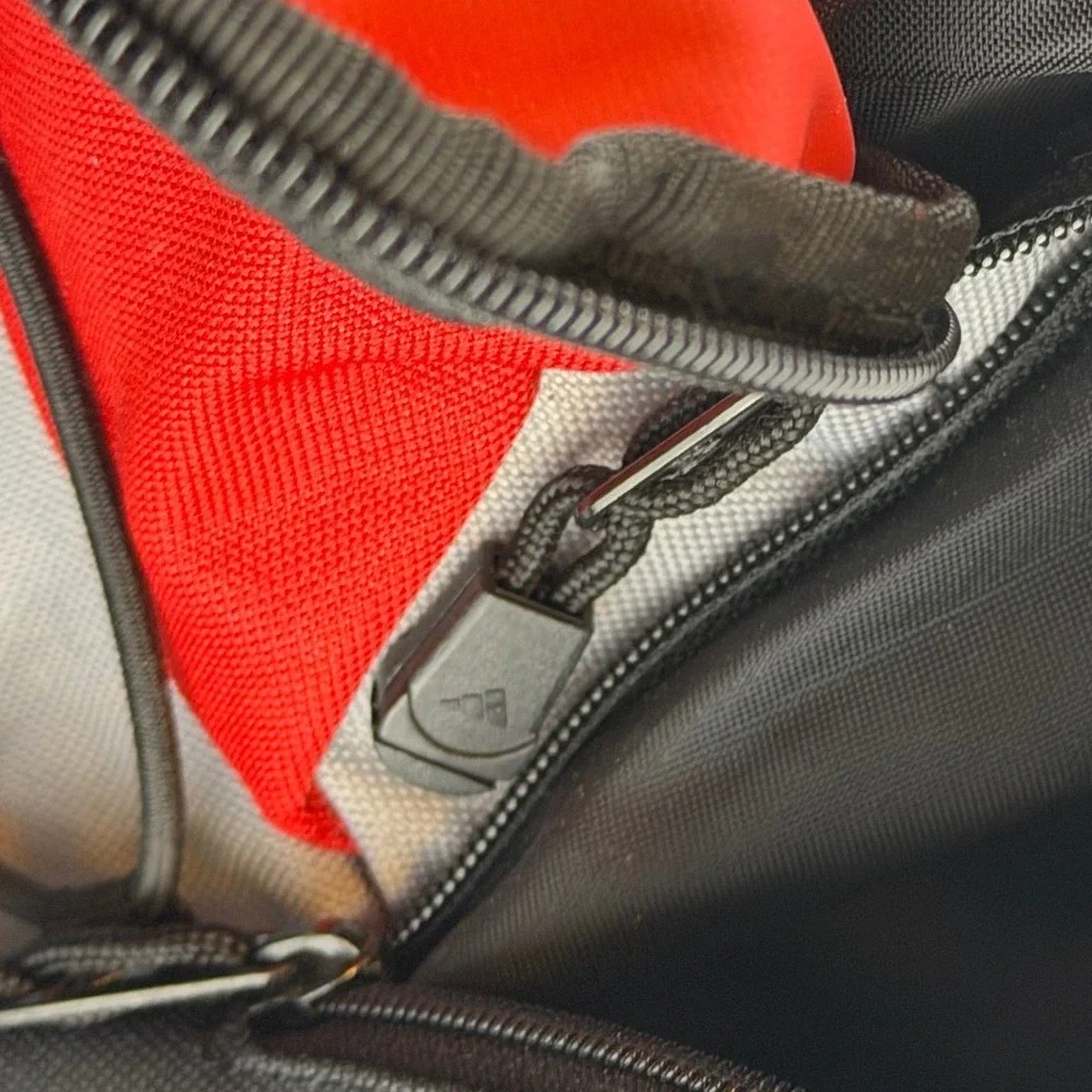 Adidas Backpack Red Black Grey 3-Pocket Bungee Sport School Bag A+ Condition Boy